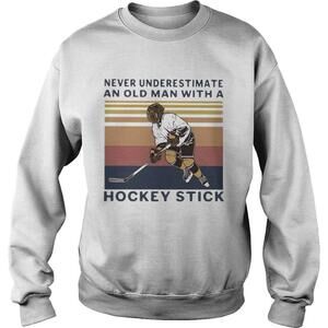 Never Underestimate An Old Man With A Hockey Stick  Retro  Shirt